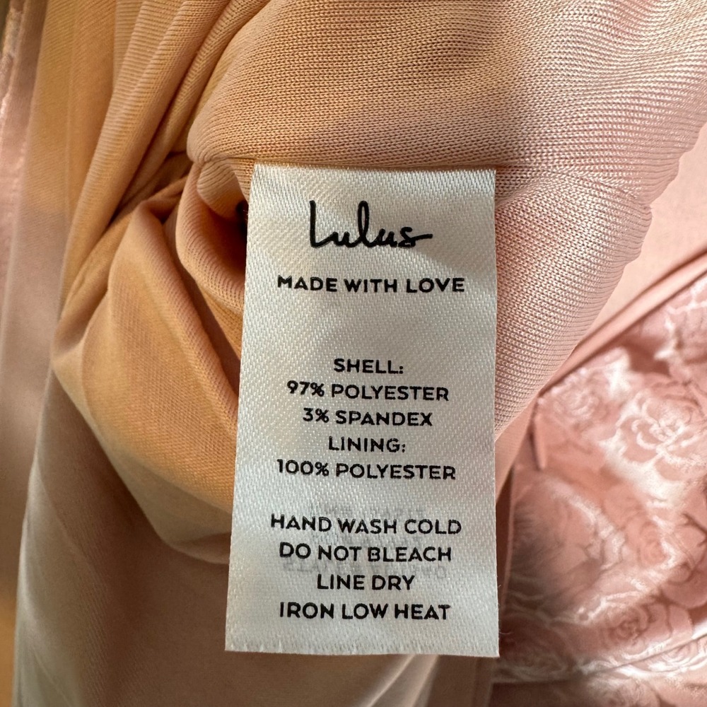 Lulus Rose Gold Floral Jacquard Cowl Neck Satin Midi Slip Dress Sz Small - Picture 10 of 10